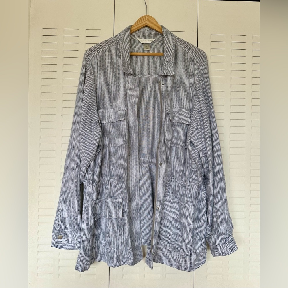 Christopher & Banks Linen Shirt Jacket/Shacket (XL)